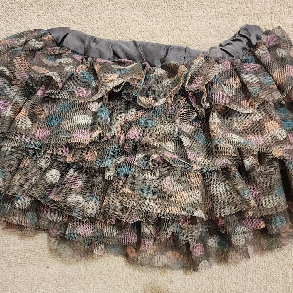 Cherokee brand grey ruffle polka dot skirt 18 months girl toddler
